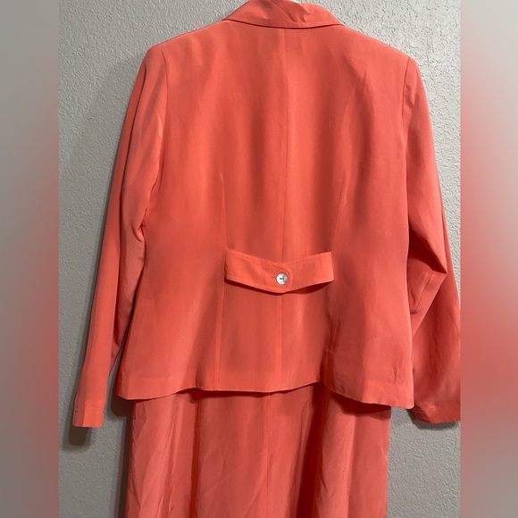 Victoria Holley size 8 Petite peach coral silk jacket dress set suit - Picture 6 of 13
